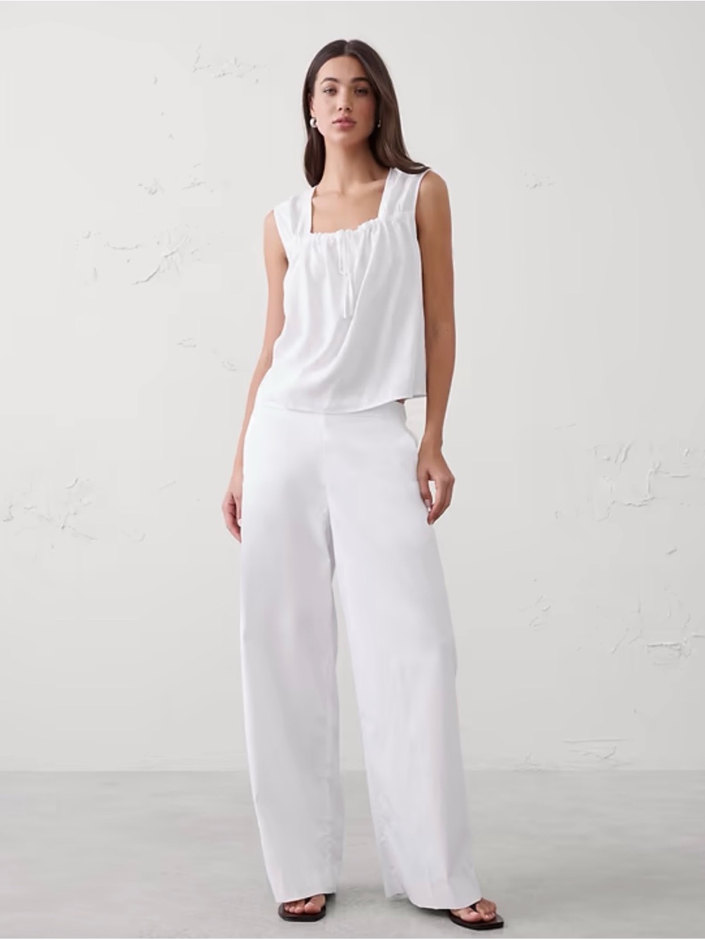 Banana republic White Cotton Gathered Tank with Tie
